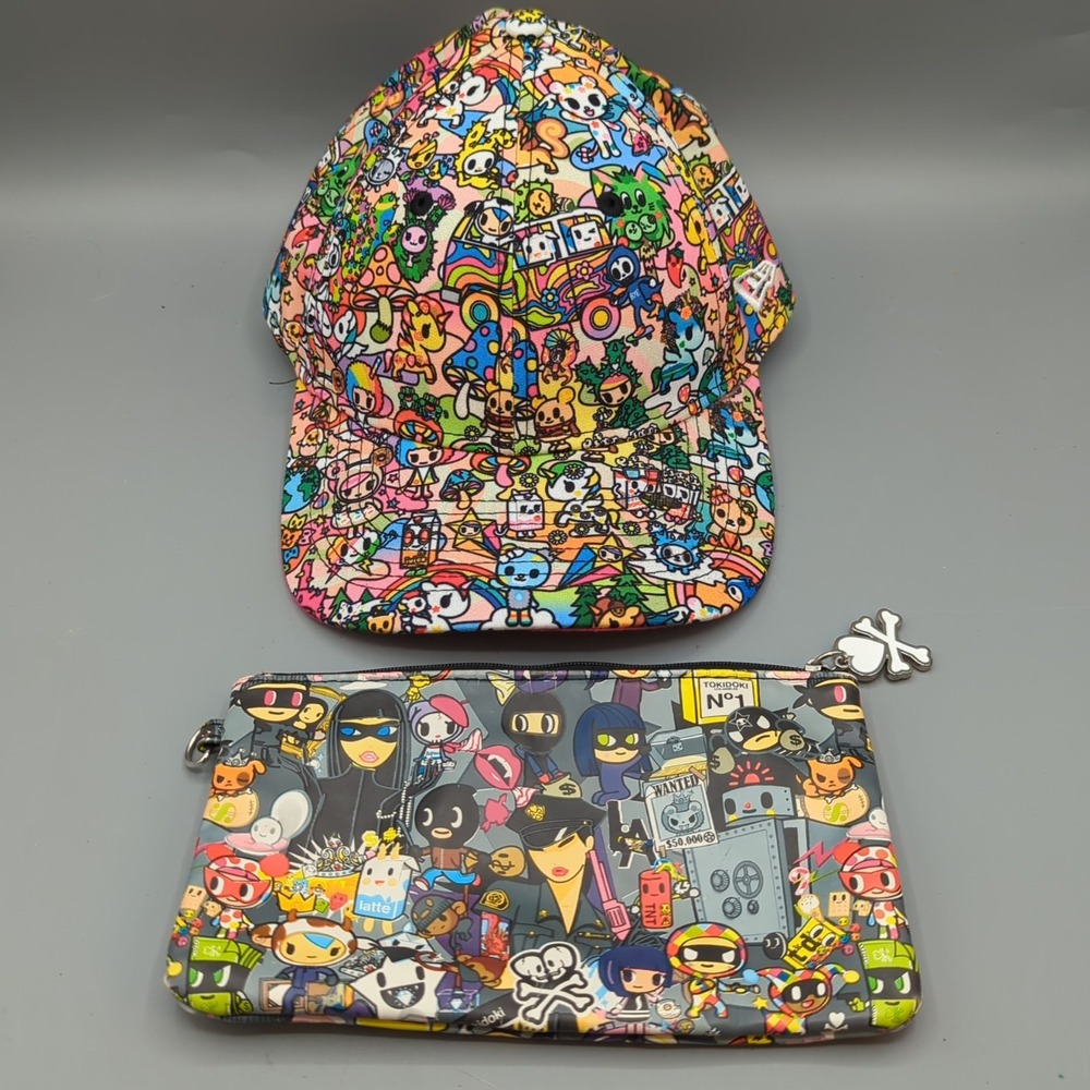 Tokidoki New Era 9Forty Snapback Womens Hat Cap AOP & Makeup Pouch Bag Lot